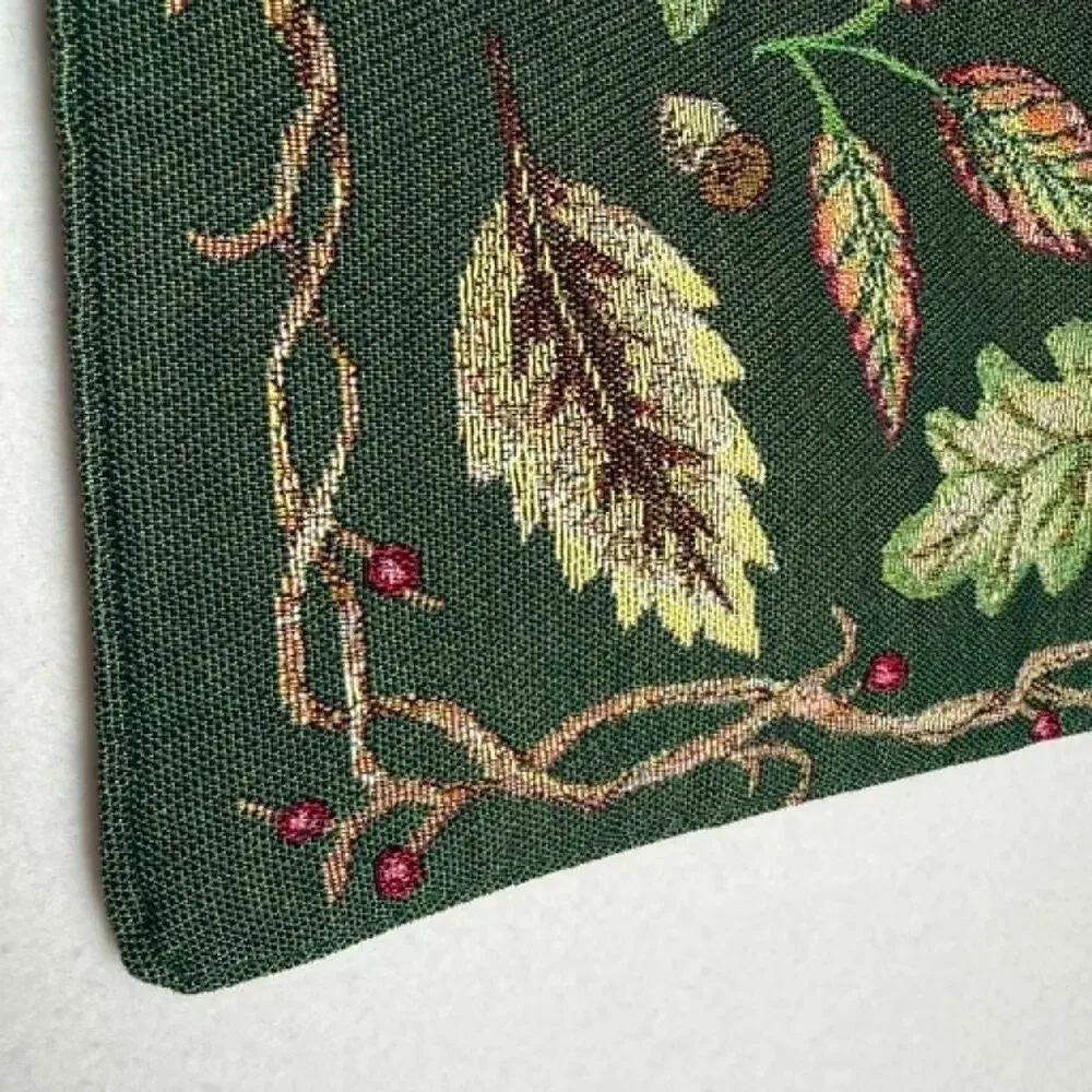 Fall Harvest Tapestry Placemats Pumpkin Autumn Leaves Reversable Set of 2